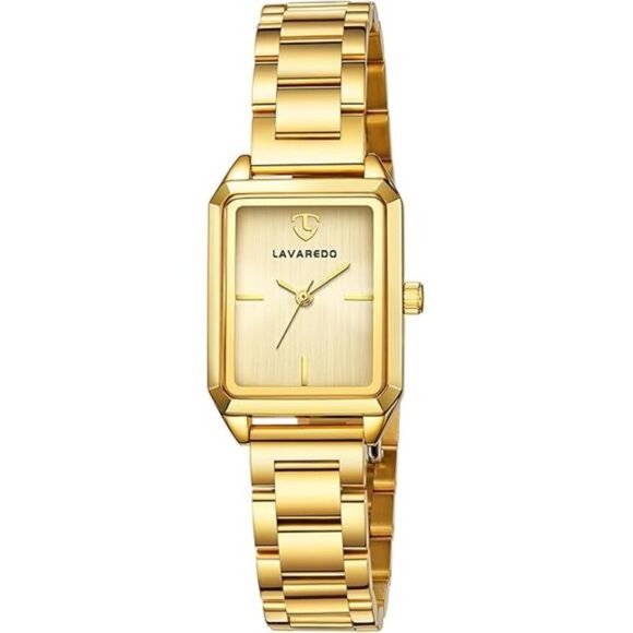 Gold Stainless Steel Quartz Bracelet Watch for Women Elegant Waterproof Gift - Picture 7 of 7